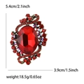 Broche élégante en alliage doré avec cristal rouge et strass, taille 5,4cm x 3,9cm - Rouge