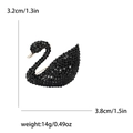 Elegante spilla a cigno nero con strass in finitura oro, misura 3,2cm per 3,8cm - Nero (1019-BK)