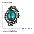 Vintage oval green crystal brooch in antique gold alloy frame for women's elegant suits - Green