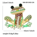 Spilla a forma di rana vintage con cristalli verdi e base in metallo dorato - Forma di Rana (MM-BR-Verde-0983-GN) / Verde