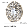 Grande spilla vintage dorata con cristallo trasparente e strass, misura 7,9 x 6,5 cm - Base Oro Bianco