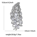 Spilla a foglia in lega d'argento con cristalli chiari e dimensioni in centimetri - Argento