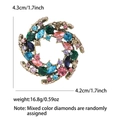 Exquisite floral wreath brooch with colorful rhinestones in a gold alloy setting - Ancient Gold Multi-color