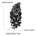 Spilla vintage a forma di foglia con strass neri e grigi, misure 10,6cm x 4,9cm - Grigio Nero Canna