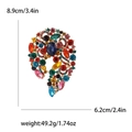 Vintage gold-tone brooch with multi-color crystal rhinestones and sizing measurement - Colorful