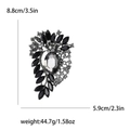 Elegant vintage alloy brooch with black marquise gems and clear crystal accents - Gunmetal Grey