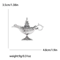Broche lampe d'Aladdin en alliage argent antique avec gravure détaillée et ciselée - Argent Antique