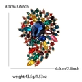 Spilla vintage in lega dorata con strass colorati misura 9,1 cm per 6,6 cm - Multicolore