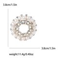 Elegant round pearl and rhinestone wreath brooch for women's suits and coats - Gold (1027-GD)
