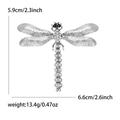 Detaillierte Ansicht der Abmessungen der Libellenbrosche mit Strass 5,9 cm x 6,6 cm - Silber