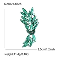 Luxury green leaf crystal brooch in emerald tones with vintage bronze finish - Green
