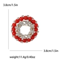 Red pearl and sparkling crystal wreath brooch with gold alloy finish for women - Red (1027-RD)