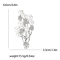 Spilla bouquet argento con perle e strass completa di indicazioni sulle dimensioni - Argento