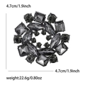 Elegant floral crystal brooch in dark grey rhinestones and black alloy frame - Black