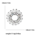 Silver alloy wreath brooch with white faux pearls and aurora borealis crystals 3.8cm - Silver (1027-SL)