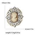 Vintage gold lady cameo brooch with sparkling rhinestones and elegant hollow frame - Gold 1097-GD