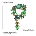 Vintage green floral basket brooch with crystals in gold finish for women - Green