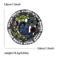 Gedetailleerde weergave van vintage legering broche met kleurrijke strassteentjes, 3,8 cm - Zilver