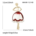 Eleganter Ballettmädchen-Anstecknadel aus Goldlegierung mit roter Emaille und Strass - Rot (MM-BR-1121-RD)