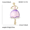 Exquisite Ballett Mädchen Brosche mit violettem Emaille und weißen Strasssteinen vergoldet - Lila (MM-BR-1121-PU)