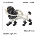 Enamel poodle brooch with black and white rhinestones on high-quality alloy metal - Black (1136-BK)