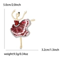 Spilla ballerina elegante in lega dorata con gonna in smalto rosso e pietre in zircone - Rosso