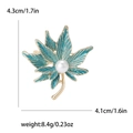 Spilla a foglia d'acero blu con perla bianca e dettagli dorati per abito donna - Blu (MM-BR-1123)