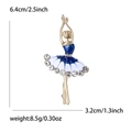 Elegante spilla ballerina dorata con smalto blu sfumato e strass bianchi lucidi - Blu