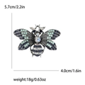 Blue rhinestone bee brooch in silver metal measuring 5.7cm x 4.0cm for women - Green