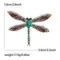 Spilla a libellula in lega con strass colorati e dimensioni di 7,0 cm per 5,8 cm - Verde