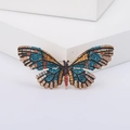 Vintage Schmetterling Brosche mit bunten Kristallen und Strass auf Goldlegierung - Blau
