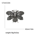 Vintage silver alloy bee brooch with grey rhinestones, dimensions 5.7cm by 4.0cm - Black