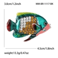 Colorful tropical fish brooch with blue-green enamel and rhinestones, 4.5cm by 3.0cm - Black Tropical Fish Style (MM-BR-1117-BK)