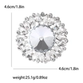 Eleganter floraler Strass-Brosche mit Silberbasis und klaren Kristallen, 4,6cm Durchmesser - Weiß