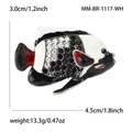 Chic tropical fish brooch with rhinestones and enamel, size 3.0cm by 4.5cm - White Tropical Fish Style (MM-BR-1117-WH)
