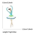 Elegant blue and green enamel ballerina brooch with gold plating and dimensions - Blue
