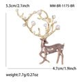 Broche élan émaillée avec perles et cristaux sur alliage doré avec dimensions précises - Brun-1175-BR