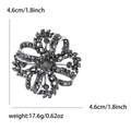 Eleganter Vintage-Hohlblumen-Brosche mit schwarzen Strasssteinen auf Silberlegierung - Gunmetal