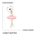Enamel ballet dancer brooch in gold alloy finish with pink tutu and size dimensions - Pink