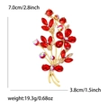 Eleganter Gold-Legierungs-Blumenbrosche mit roten Strasssteinen für Damenanzüge - Rot
