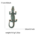 Spilla a coccodrillo con cristalli blu e lega dorata per abiti, lunghezza 7,1 cm - Blu