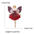 Broche ballerine dorée avec strass rouges étincelants et détails en cristal violet - Violet
