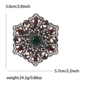 Spilla barocca vintage in lega con gemma verde e strass rossi, altezza 5.0 cm - Rosso 1207-RD