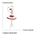 Enamel ballerina brooch in red and white dress with gold plating and size measurements - Red