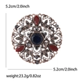 Spilla rotonda vintage in lega con pietra blu e strass rossi da donna elegante - Blu (1219-BL)