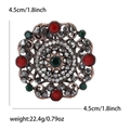 Spilla filigranata rotonda vintage con strass colorati in lega di bronzo retrò - Stile Tondo Vintage Svuotato (1215-RD) / Rosso