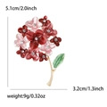 Elegante spilla a fiore di ortensia con strass e petali smaltati rossi rosa e bianchi - Rosso