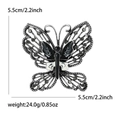 Broche de mariposa retro de aleación plateada con esmalte blanco y negro y pedrería - Color gunmetal