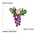 Fashionable grape brooch with purple beads and green enamel on a gold base - Purple