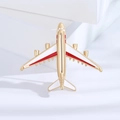 Spilla ad aereo minimalista placcata oro con ali in smalto rosso e bianco per vestiti - Rosso